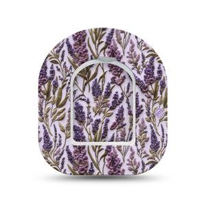ExpressionMed Stitched Bloom Omnipod Mini, Single Tape and Single Sticker Purple embroidery Sensor Cover For Pump
