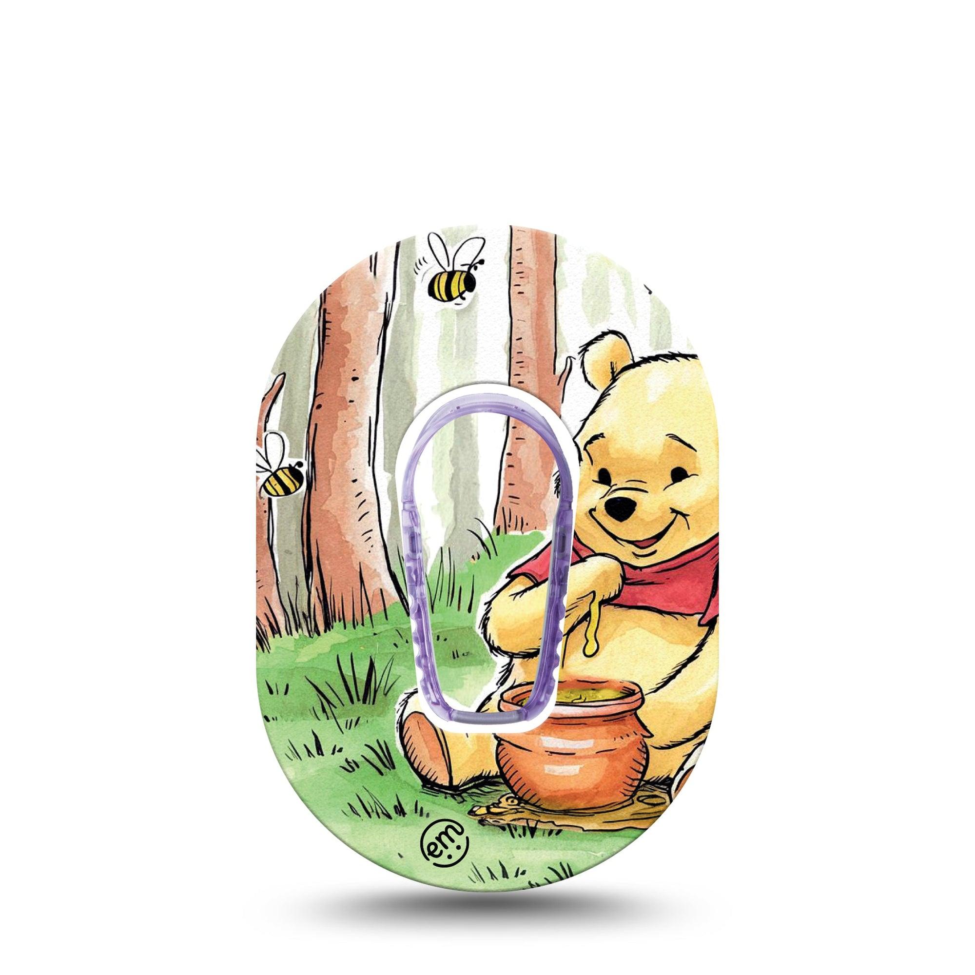 ExpressionMed Winnie the Pooh Dexcom G6 Mini Tape Single Tape and Single Sticker Storybook Winnie the Pooh Inspired Adhesive Tape CGM Design