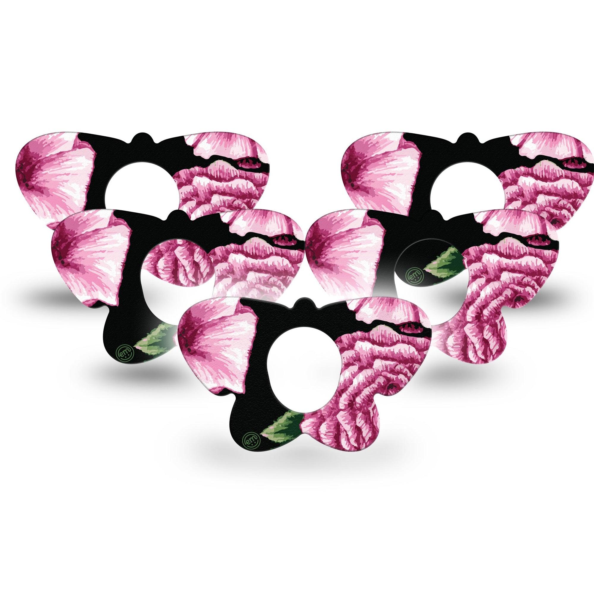 ExpressionMed Intricate Floral Dexcom G7 Butterfly Shape Tape, Dexcom Stelo Glucose Biosensor System, 5-Pack Tape Delicate Designs, Adhesive Tape CGM Design