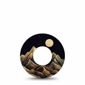 ExpressionMed Black Mountain Freestyle Libre and Libre 2 Plus Tape, Abbott Lingo, Single Tape Night Sky Mountains, Fixing Ring Tape Continuous Glucose Monitor Design