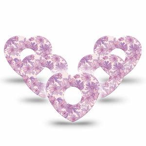 ExpressionMed Purple Daisy Freestyle Libre 3 and Libre 3 Plus Heart Shape Tape, 5-Pack Tape Calming Purple Hues, Patch CGM Design