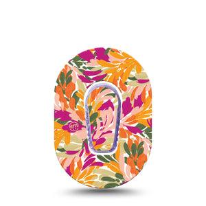 ExpressionMed Retro Brush Stroke Dexcom G6 Mini Tape Single Tape and Single Sticker Orange Pink Brush Stroke Pattern, Adhesive Tape CGM Design