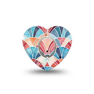 ExpressionMed Watercolor Fan Dexcom G7 and Dexcom Stelo Glucose Biosensor System Heart, Single Tape and Single Sticker Layered arch fan design Best Covers for CGM