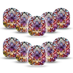 ExpressionMed Stained Glass Omnipod Mini, 10-Pack Tape + 10-Pack Sticker symmetrical stained glass artwork Overlay Patch For Pump