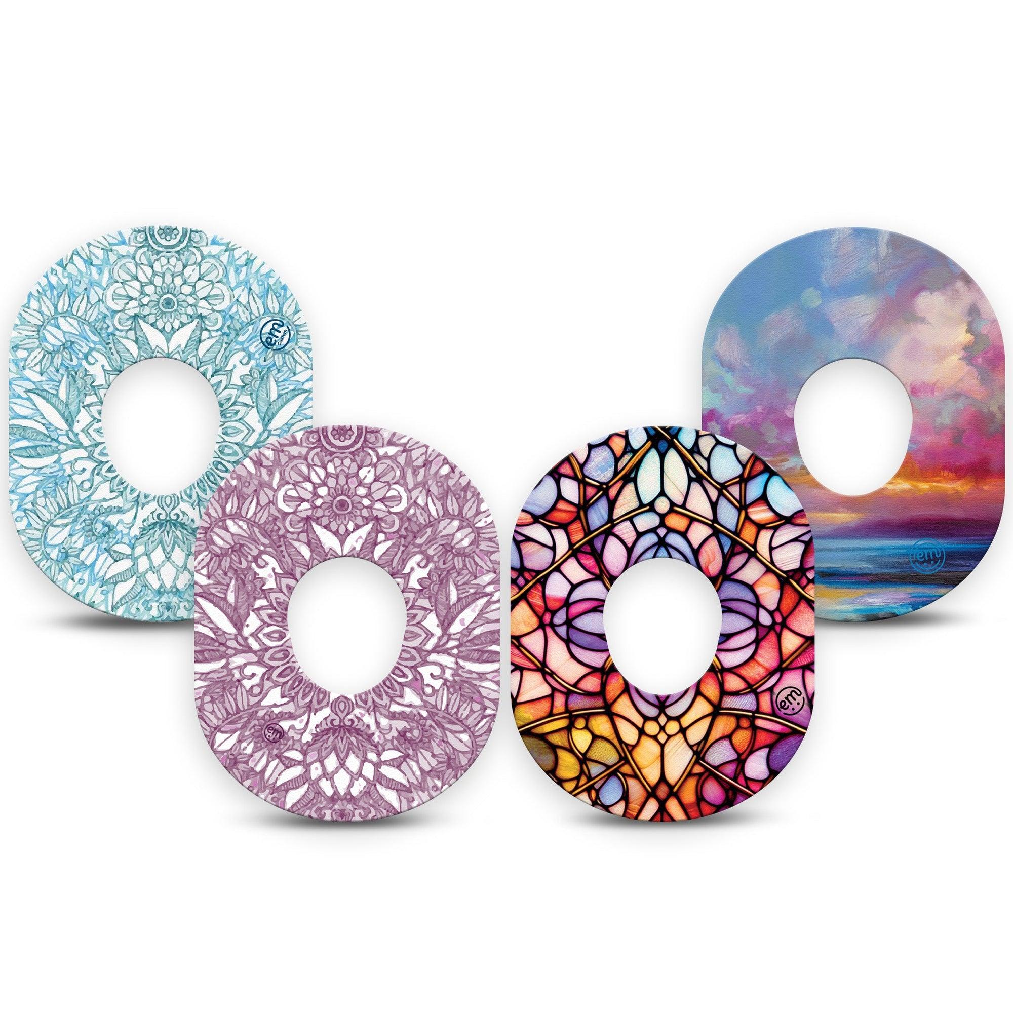 ExpressionMed Sunset Blossom Variety Pack Dexcom G7 Tape, Dexcom Stelo Glucose Biosensor System, 4-Pack Tape Variety Lovely Purple Orange Pink Florals, Overlay Tape CGM Design