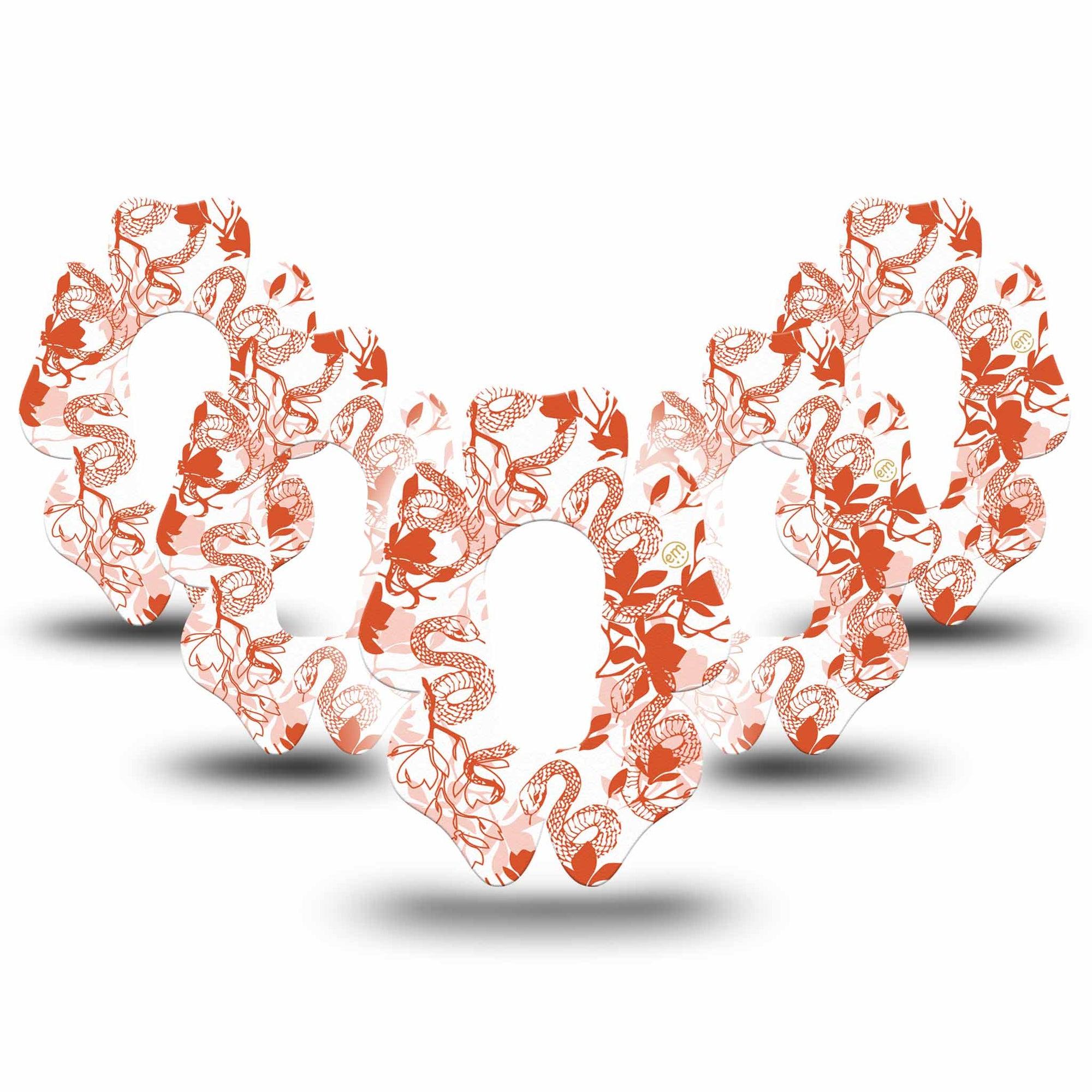 ExpressionMed Lava Coil Floral Dexcom G6 Flower Shape Tape 5- Pack Tape Ginger Orange Serpent Plant, Adhesive Patch Continuous Glucose Monitor Design