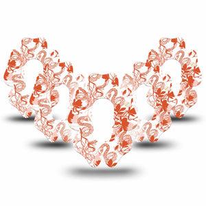 ExpressionMed Lava Coil Floral Dexcom G6 Flower Shape Tape 5- Pack Tape Ginger Orange Serpent Plant, Adhesive Patch Continuous Glucose Monitor Design
