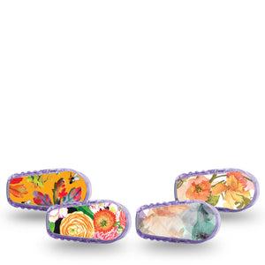 ExpressionMed Sunset Petals Variety Pack Dexcom G6 Sticker, 4-Pack Sticker Variety Orange Pink Flowers, Vinyl Decoration Continuous Glucose Monitor Design
