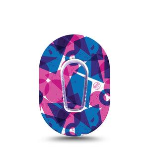 ExpressionMed Violet Vortex Dexcom G6 Mini Tape Single Tape and Single Sticker Pink And Blue Mix, Adhesive Tape CGM Design