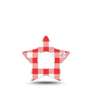 ExpressionMed Red Gingham Infusion Star, 5-Pack Red plaid Waterproof Adhesive Tape For Insulin Pump