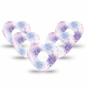 ExpressionMed Wisteria Fade Freestyle Libre 3 and Libre 3 Plus Heart, 5-Pack Geometric blooms Overlay Tape for Continuous Glucose Monitor