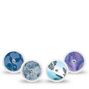 ExpressionMed Seaside Breeze Variety Pack Freestyle Libre and Libre 2 Plus Sticker, Abbott Lingo, 4-Pack Sticker Variety Summer Island Vibes, Vinyl Graphics Continuous Glucose Monitor Design