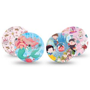 ExpressionMed Enchanted Kingdom Variety Pack Freestyle Libre 3 and Libre 3 Plus Tape, 4-Pack Tape and 4-Pack Sticker Variety Kids Fairy Tale Story Inspired, Adhesive Tape Continuous Glucose Monitor Design