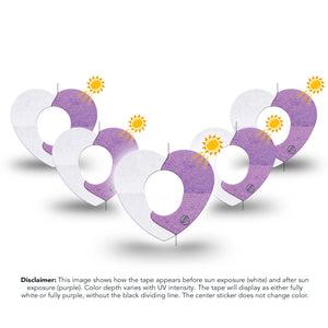 ExpressionMed Solar Violet Dexcom G7 Heart Shape Tape, Dexcom Stelo Glucose Biosensor System, 5-Pack Tape Photochromatic Color Shift, Overlay Patch CGM Design