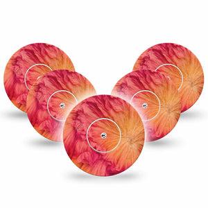 ExpressionMed Ruffles Freestyle Libre, Libre 2 Plus, and Abbott Lingo Gumdrop, 5-Pack Tape and 5-Pack Sticker Orange red ombre Accessories for Continuous Glucose Monitor