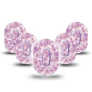 ExpressionMed Purple Daisy Dexcom G6 Mini Tape, 5-Pack Tape and 5-Pack Sticker Lilac Tranquility Blooms, Adhesive Tape CGM Design