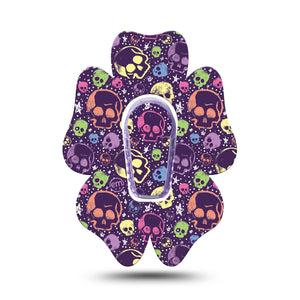 ExpressionMed Neon Skulls Dexcom G6 Flower Shape Tape, Single Tape and Single Sticker Luminous Glow Skull Inspired, Adhesive Patch Continuous Glucose Monitor Design