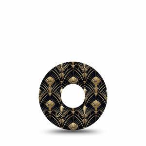 ExpressionMed Midnight Deco Freestyle Libre 3 and Libre 3 Plus, Single Tape Bold gold pattern Overlay Patch for Continuous Glucose Monitor