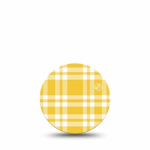 ExpressionMed yellow gingham Freestyle Libre 3 and Libre 3 Plus OverPatch, Single Tape Summer yellow plaid Adhesive Tape for CGM