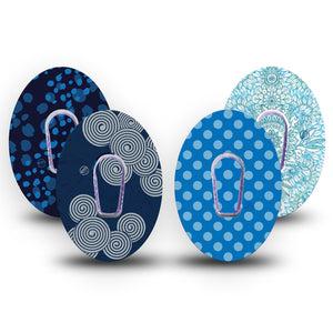 ExpressionMed Barbie Splash Variety Pack Dexcom G6 Sticker and Tape  Bold Blue Prints, Vinyl Sticker and Tape Design CGM Design