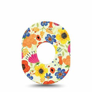 ExpressionMed Botanical Garden Dexcom G7 Tape, Dexcom Stelo Glucose Biosensor System, Single Primary color flowers Overlay Tape Continuous Glucose Monitor Design