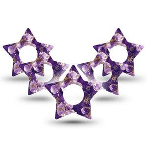 ExpressionMed Plum Gold Infusion Star, 10-Pack Painted gold purple petals Waterproof Sensor Cover For Pump
