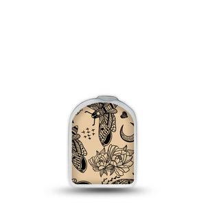 ExpressionMed Tattoo Print Omnipod Surface Center Sticker Single Sticker Only Rose Moth Symbolism Tattoo, Vinyl Decoration Pump Design