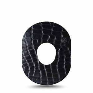 ExpressionMed Black Aligator Skin Dexcom G7 Tape, Dexcom Stelo Glucose Biosensor System, Single Tape Textured Alligator-Inspired Skin, Overlay Tape CGM Design