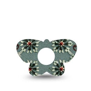 ExpressionMed Green Embroidery Infusion Set Butterfly Shape Tape, 5-Pack Tape Embroidered Florals, Plaster Continuous Glucose Monitor Design