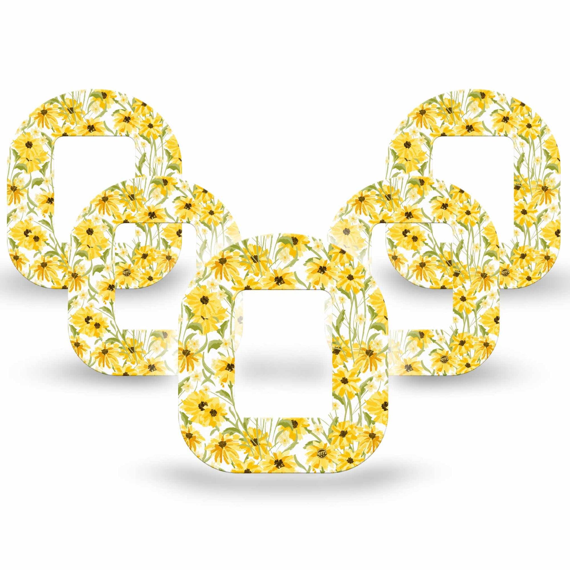 ExpressionMed Yellow Mosaic Floral Mobi Tape 5-pack Tape Summer-Inspired Flower Field, Adhesive Tape CGM Design