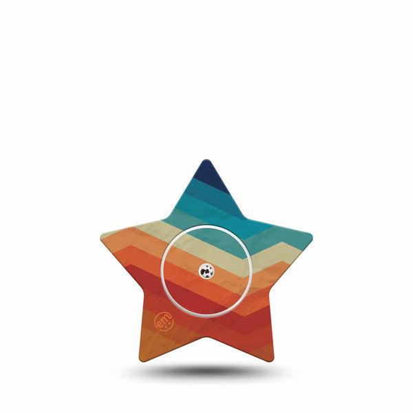 ExpressionMed Retro Winter Coat Freestyle Libre 2 and Libre 2 Plus Star Shape Tape, Abbott Lingo, Single Tape and Single Sticker Funky Vintage, Adhesive Tape CGM Design