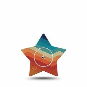 ExpressionMed Retro Winter Coat Freestyle Libre 2 and Libre 2 Plus Star Shape Tape, Abbott Lingo, Single Tape and Single Sticker Funky Vintage, Adhesive Tape CGM Design