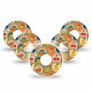 ExpressionMed Fruit Stickers Freestyle Libre 3 and Libre 3 Plus, 5-Pack Cartoonish fruits Sensor Decoration for CGM