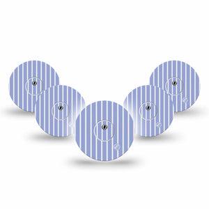 ExpressionMed Blue Stripes Freestyle Libre 3 and Libre 3 Plus, 5-Pack Tape and 5-Pack Sticker Classic summer stripe pattern Sensor Cover for CGM