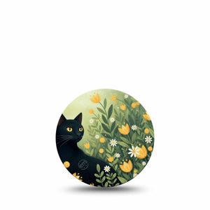 ExpressionMed Jungle Cat Freestyle Libre 3 and Libre 3 Plus OverPatch, Single Tape Yellow floral kitty Adhesive Tape for CGM