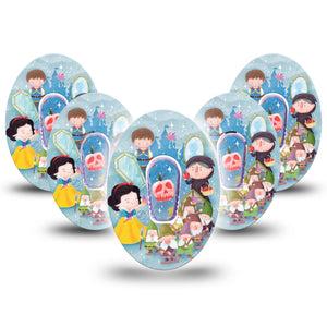 ExpressionMed Snow White Dexcom G6 Tape, 5-Pack Tape and 5-Pack Sticker Fairytale Story, Plaster Continuous Glucose Monitor Design