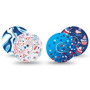 ExpressionMed Firecracker Frenzy Variety Pack Freestyle Libre 3 and Libre 3 Plus Sticker and Tape, Summer Celebration, Vinyl Sticker and Tape Pairing CGM Design