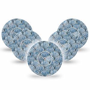 ExpressionMed Seashells Freestyle Libre and Libre 2 Plus Tape, Abbott Lingo, 5-Pack Tape and 5-Pack Sticker Sea Life Inspired, Fixing Ring Tape Continuous Glucose Monitor Design