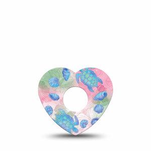 ExpressionMed Turtley One-derful Freestyle Libre 3 and Libre 3 Plus Heart, Single Tape Pastel pink blue turtles Vinyl Decoration for CGM