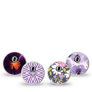 ExpressionMed Purple Hues Variety Pack Freestyle Libre 3 Sticker, 4-Pack Sticker Variety Sunlight-Activated, Decorative Decal CGM Design