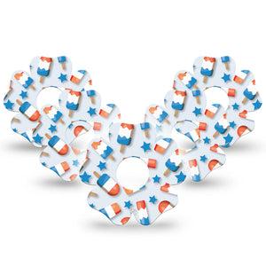 ExpressionMed Patriotic Popsicles Freestyle Libre 3 Flower Shape Tape 5-Pack Flag-Themed Plaster CGM Design