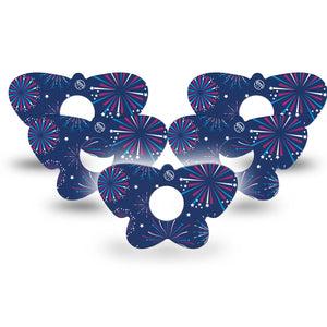 ExpressionMed Night Sky Celebration Freestyle Libre 3 Butterfly Shape Tape 5-Pack Radiant Fireworks Adhesive Tape CGM Design