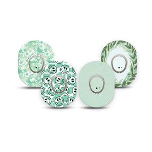 ExpressionMed Pistachio Whirl Variety Pack Dexcom G7 Mini Tape, Dexcom Stelo Glucose Biosensor System, 4-Pack Tape and 4-Pack Sticker Variety, Pantone Mint Green Inspired Collection, Patch Continuous Glucose Monitor Design