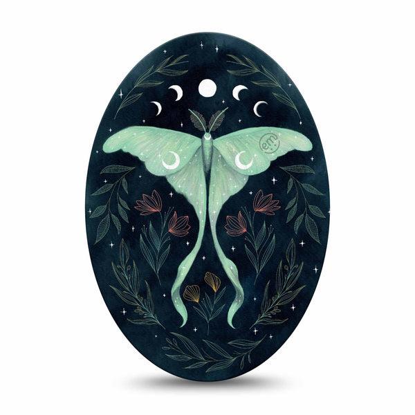 ExpressionMed Luna Moth Medtronic Guardian Enlite Universal Oval Single Tape Moth Cosmic Inspired, Plaster CGM Design