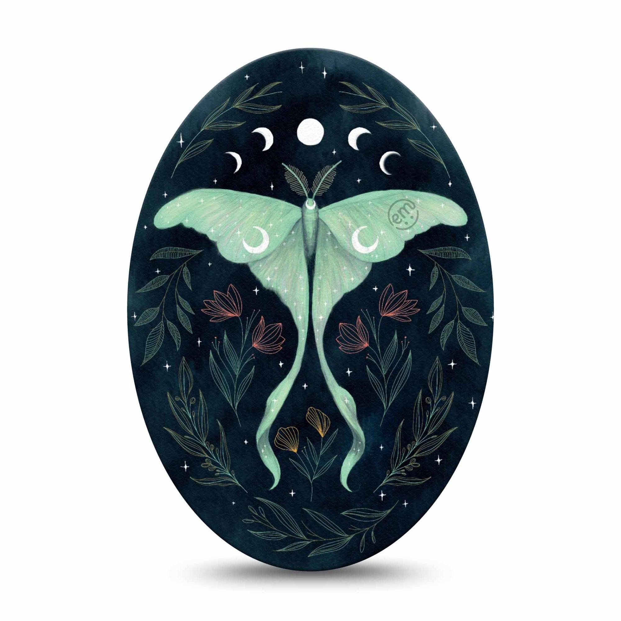 ExpressionMed Luna Moth Medtronic Guardian Enlite Universal Oval Single Tape Moth Cosmic Inspired, Plaster CGM Design