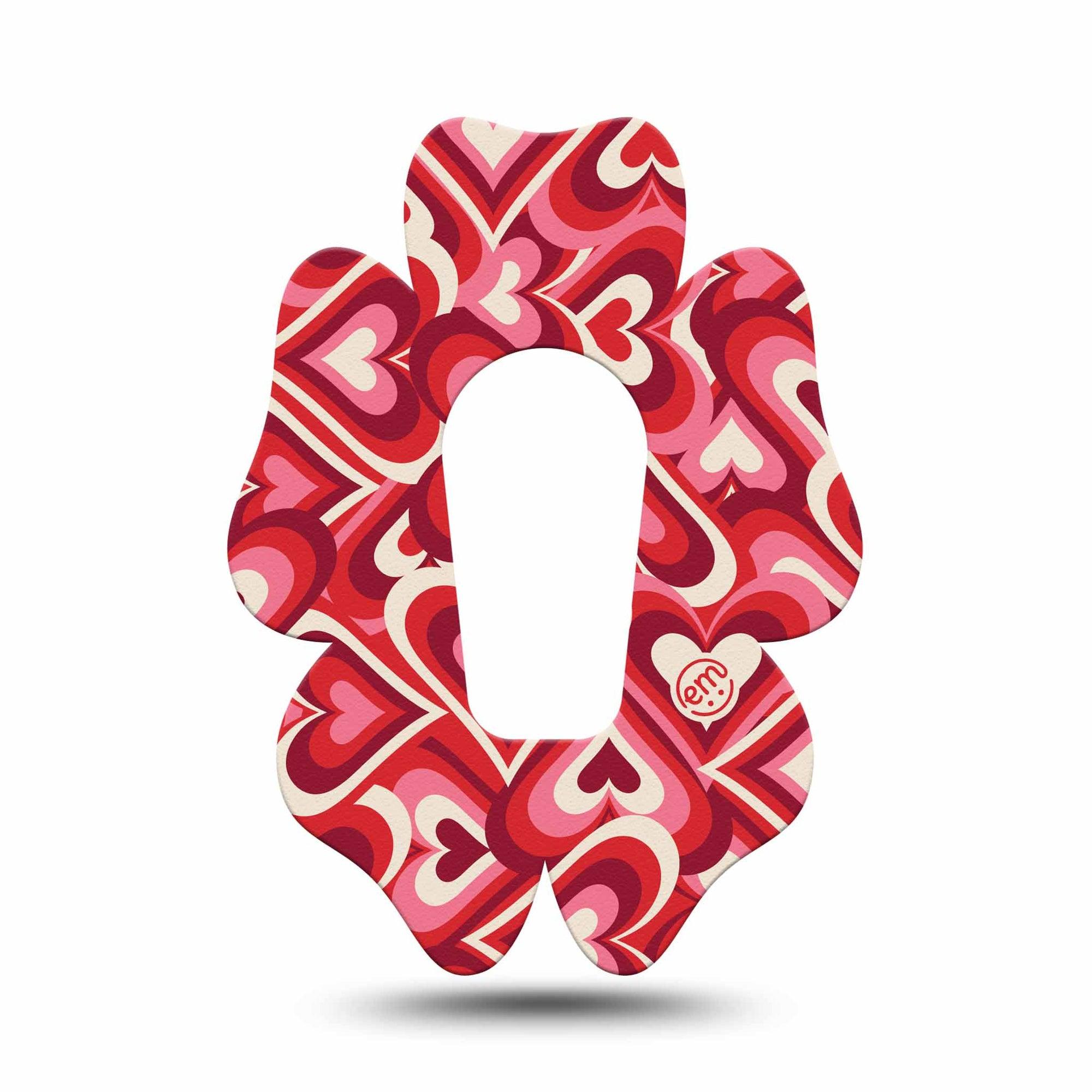 ExpressionMed Valentine Hearts Dexcom G6 Flower Shape Tape Single Tape Heart Burst Pattern, Adhesive Patch Continuous Glucose Monitor Design