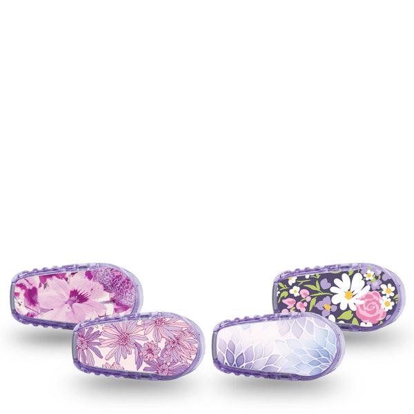 ExpressionMed Violet Garden Dexcom G6 Sticker, 4-Pack Sticker Plum tone florals Adhesive Tape for CGM