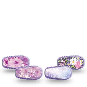 ExpressionMed Violet Garden Dexcom G6 Sticker, 4-Pack Sticker Plum tone florals Adhesive Tape for CGM