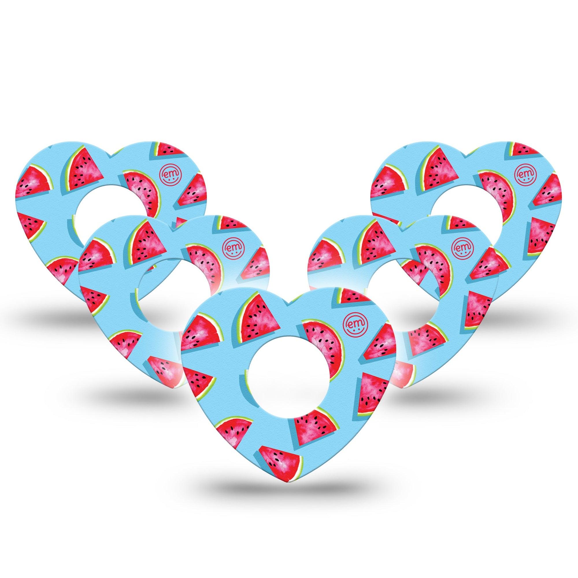 ExpressionMed Watermelon Slices Infusion Set Heart Shape Tape 10-Pack Fresh Wedges Adhesive Tape Continuous Glucose Monitor Design