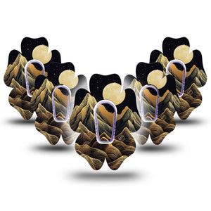 ExpressionMed Black Mountain Dexcom G6 Flower Shape Tape, 5-Pack Tape and 5-Pack Sticker Halloween Pumpkins Witch Hats, Adhesive Patch Continuous Glucose Monitor Design